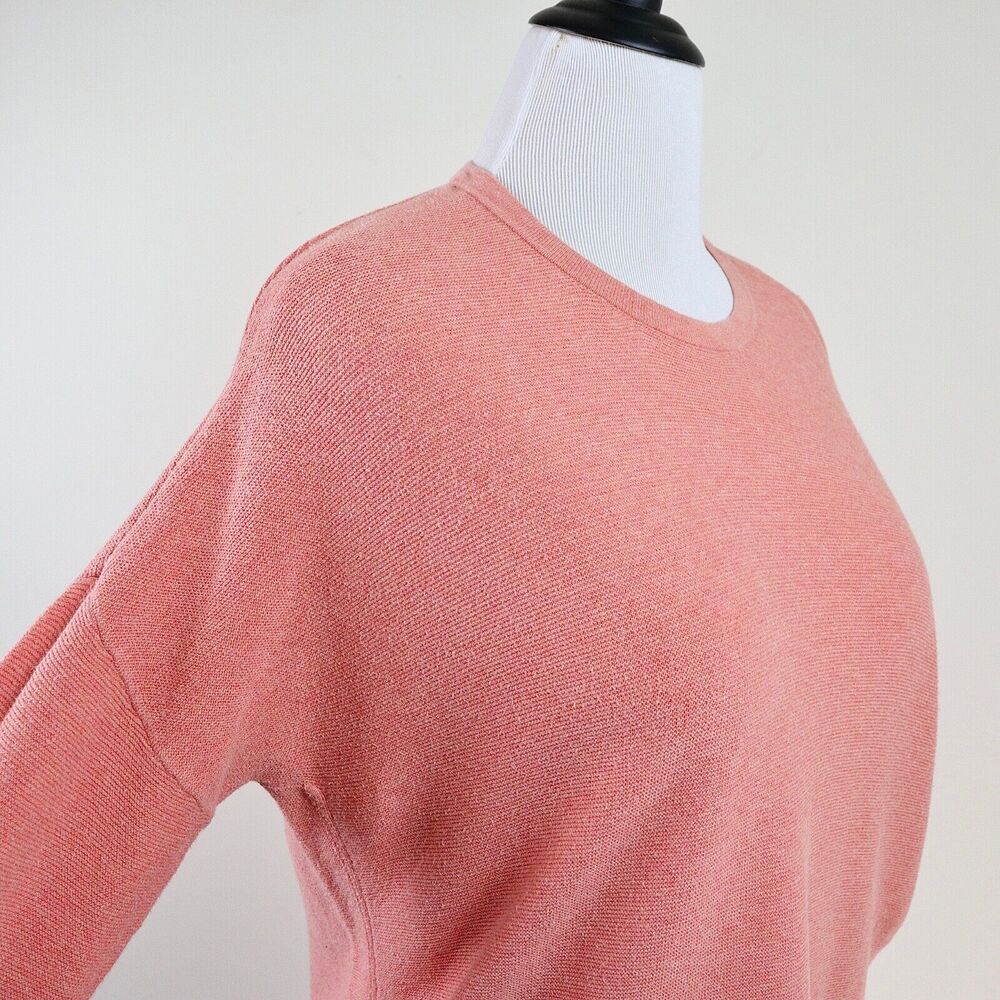 J Jill Size M Cotton Fine Knit Sweater Drop Shoulder Peach Pink - Picture 6 of 9